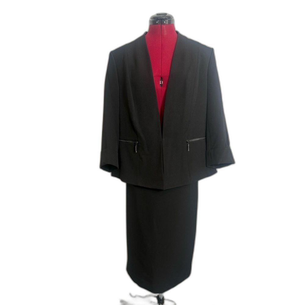 NWT Kasper Skirt Suit  Size 12/14 Black 2-Piece Set Blazer (14) & Skirt (12)